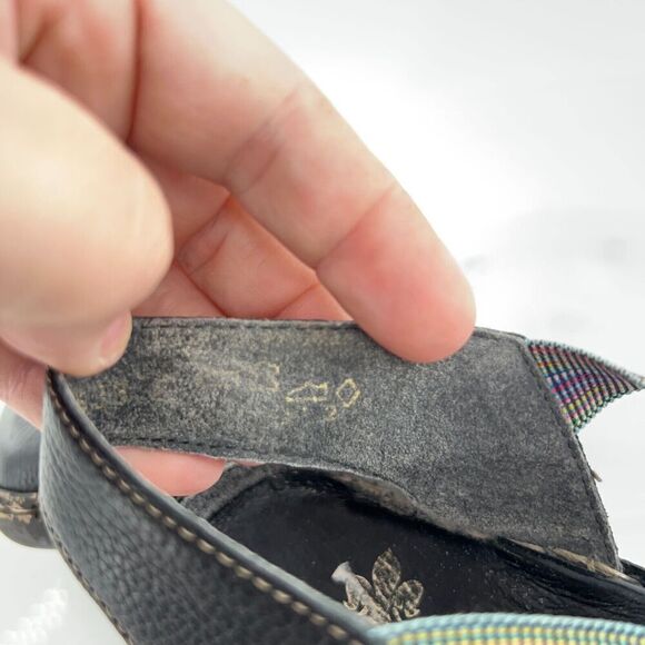 Rieker Daisy Sandals Size 41 9.5 Shoe Slingback Black Leather Multicolored Strap - Picture 12 of 14